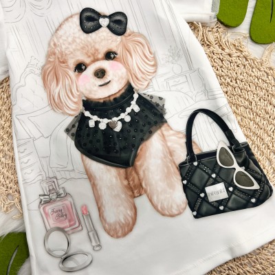 Vestido Manga Flare Poodle - Off White